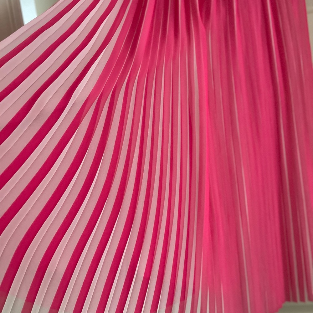 Pleated Pink Midi Skirt - Women's Summer Skirt - Picture 5 of 7